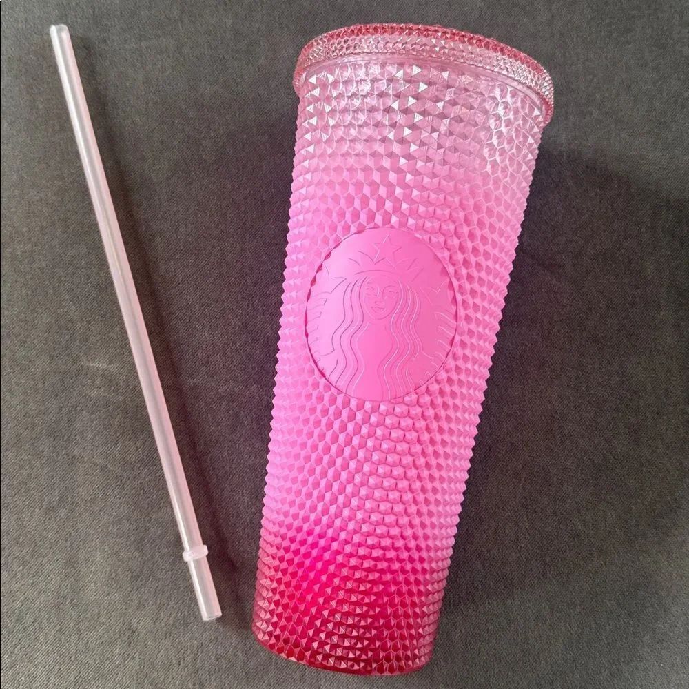 Starbucks Venti Pink Gradient Ombré Studded Tumbler  24oz NEW